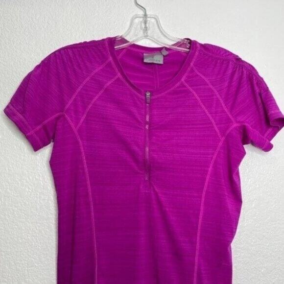 Athleta Womens Size S Purple Basic Short Sleeve Half Zip Activewear Workout Top - Picture 11 of 16